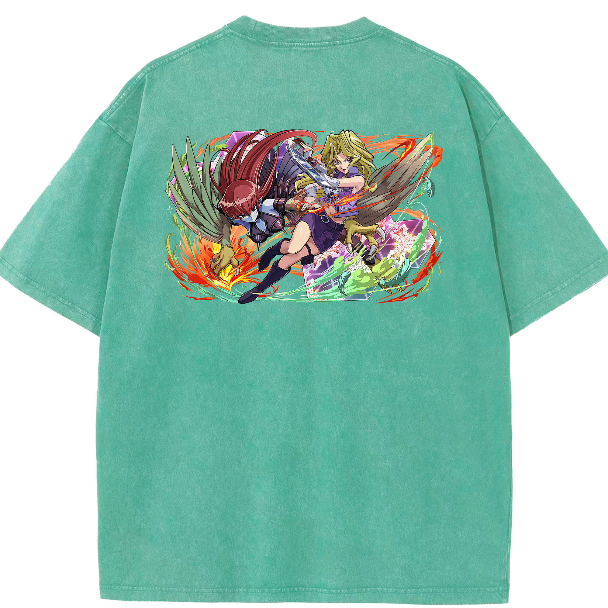 （画像用） 遊☆戯☆王 Yu-Gi-Oh! 綿100% ヴィンテージ風 半袖Tシャツ（背面プリント）